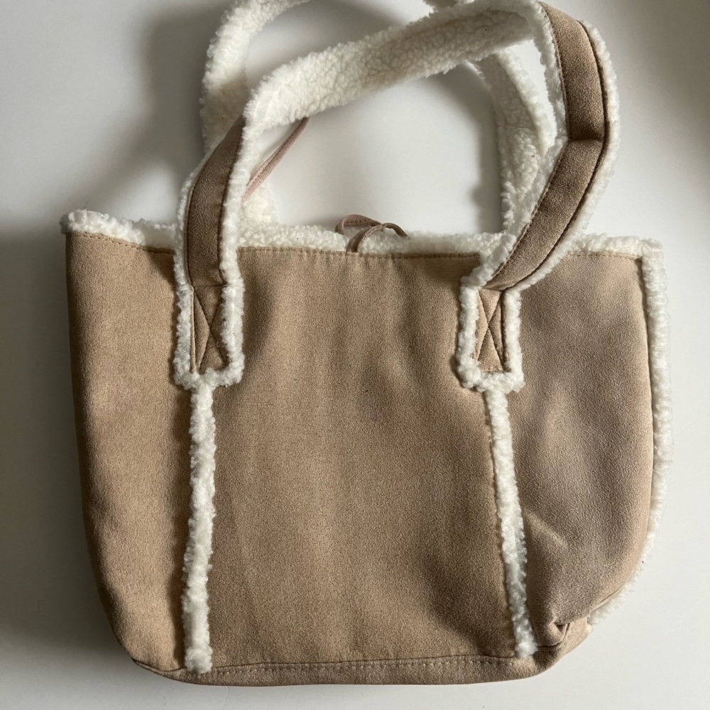 Bath and Body Works Ugg inspired Tan Shearling-Trimmed Tote Bag
